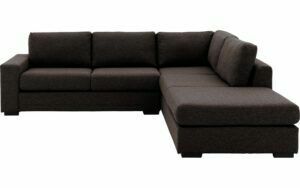 Afbeelding van een Goossens Hoekbank Lucca Met Ligelement donkerbruin, stof, 2,5-zits, stijlvol landelijk met ligelement rechts