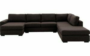 Afbeelding van een Goossens Bank Lucca donkerbruin, stof, 2,5-zits, stijlvol landelijk met ligelement rechts