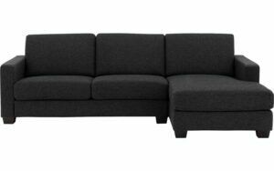 Afbeelding van een Goossens Hoekbank N-joy Divana Met Chaise Longue grijs, stof, 2,5-zits, stijlvol landelijk met chaise longue rechts