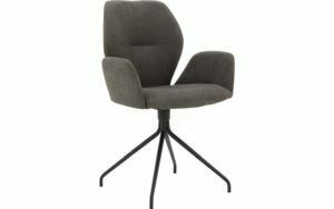 Afbeelding van een Goossens Eetkamerstoel Hera bruin stof met armleuning, modern design