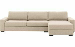 Afbeelding van een Goossens Hoekbank Lucca Met Chaise Longue wit, stof, 3-zits, stijlvol landelijk