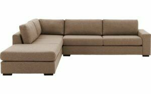 Afbeelding van een Goossens Bank Lucca bruin, stof, 3-zits, stijlvol landelijk met ligelement links