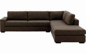 Afbeelding van een Goossens Bank Lucca bruin, stof, 3-zits, stijlvol landelijk met ligelement rechts
