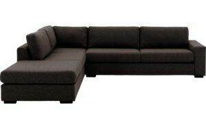 Afbeelding van een Goossens Bank Lucca donkerbruin, stof, 3-zits, stijlvol landelijk met ligelement links