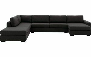 Afbeelding van een Goossens Bank Lucca grijs, stof, 3-zits, stijlvol landelijk met ligelement links