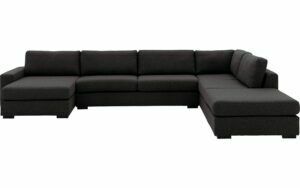 Afbeelding van een Goossens Bank Lucca grijs, stof, 3-zits, stijlvol landelijk met ligelement rechts