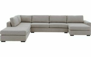 Afbeelding van een Goossens Bank Lucca grijs, stof, 3-zits, stijlvol landelijk met ligelement links