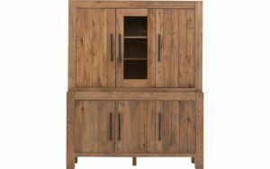 Afbeelding van een Goossens Buffetkast Roots, 1 glasdeur 5 dichte deuren, donkergrijs eiken, 170 x 210 x 45 cm, stijlvol landelijk