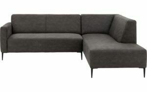 Afbeelding van een Goossens Bank Key West antraciet, micro leer, 2,5-zits, modern design met ligelement rechts