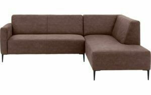 Afbeelding van een Goossens Bank Key West bruin, micro leer, 2,5-zits, modern design met ligelement rechts