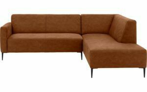 Afbeelding van een Goossens Bank Key West cognac, micro leer, 2,5-zits, modern design met ligelement rechts