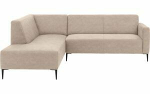 Afbeelding van een Goossens Bank Key West beige, micro leer, 2,5-zits, modern design met ligelement links