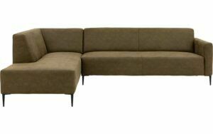 Afbeelding van een Goossens Bank Key West groen, micro leer, 3-zits, modern design met ligelement links