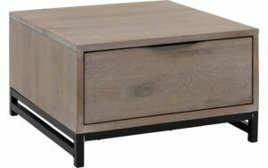 Afbeelding van een Goossens Hoektafel Max, hout eiken blank, urban industrieel, 65 x 37 x 65 cm