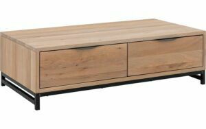 Afbeelding van een Goossens Salontafel Max rechthoekig, hout eiken grijs, urban industrieel, 125 x 37 x 65 cm