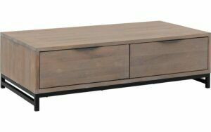 Afbeelding van een Goossens Salontafel Max rechthoekig, hout eiken blank, urban industrieel, 125 x 37 x 65 cm