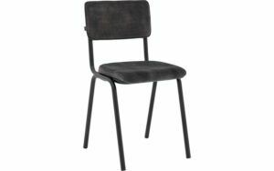 Afbeelding van een Goossens Eetkamerstoel Chaplin grijs velvet stof leuning, urban industrieel