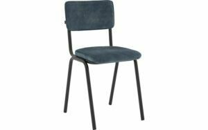 Afbeelding van een Goossens Eetkamerstoel Chaplin blauw velvet stof leuning, urban industrieel