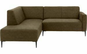 Afbeelding van een Goossens Bank Key West groen, micro leer, 2-zits, modern design met ligelement links