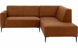 Afbeelding van een Goossens Bank Key West cognac, micro leer, 2-zits, modern design met ligelement rechts