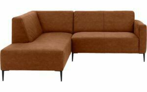 Afbeelding van een Goossens Bank Key West cognac, micro leer, 2-zits, modern design met ligelement links