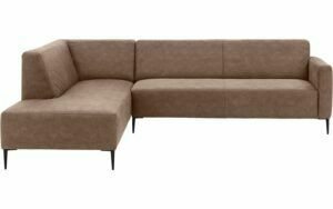 Afbeelding van een Goossens Bank Key West bruin, micro leer, 3-zits, modern design met ligelement links