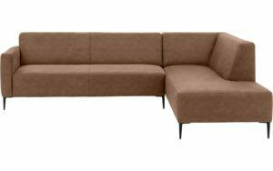 Afbeelding van een Goossens Bank Key West bruin, micro leer, 3-zits, modern design met ligelement rechts