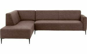 Afbeelding van een Goossens Bank Key West bruin, micro leer, 3-zits, modern design met ligelement links