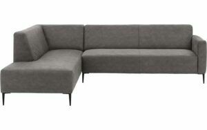 Afbeelding van een Goossens Bank Key West grijs, micro leer, 3-zits, modern design met ligelement links