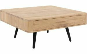 Afbeelding van een Goossens Salontafel Bjarte vierkant, hout eiken wit, stijlvol landelijk, 90 x 40 x 90 cm