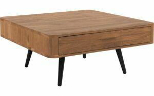 Afbeelding van een Goossens Salontafel Bjarte vierkant, hout eiken donker bruin, stijlvol landelijk, 90 x 40 x 90 cm