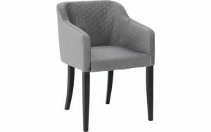 Afbeelding van een Goossens Eetkamerstoel Peda grijs stof met armleuning, elegant chic