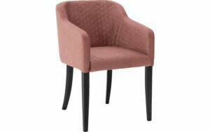 Afbeelding van een Goossens Eetkamerstoel Peda roze stof met armleuning, elegant chic