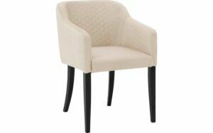 Afbeelding van een Goossens Eetkamerstoel Peda beige stof met armleuning, elegant chic