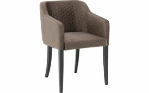 Afbeelding van een Goossens Eetkamerstoel Peda bruin stof met armleuning, elegant chic