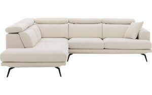 Afbeelding van een Goossens Hoekbank Viggo wit, stof, 2,5-zits, modern design met ligelement links