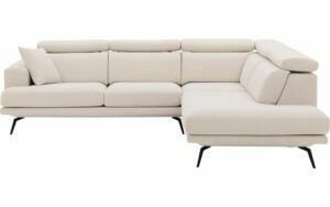 Afbeelding van een Goossens Hoekbank Viggo wit, stof, 2,5-zits, modern design met ligelement rechts