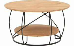 Afbeelding van een Goossens Salontafel Bellis rond, hout eiken blank, stijlvol landelijk, 80 x 45 x 80 cm