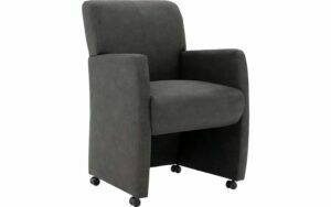Afbeelding van een Goossens Eetkamerstoel Alex antraciet micro leer met armleuning en met wielen, stijlvol landelijk