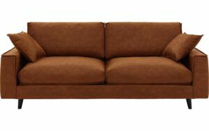 Afbeelding van een Goossens Bank Jonas cognac, micro leer, 3,5-zits, urban industrieel