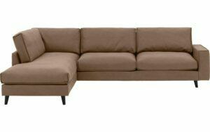 Afbeelding van een Goossens Bank Jonas bruin, micro leer, 3,5-zits, urban industrieel met ligelement links