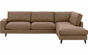 Afbeelding van een Goossens Bank Jonas bruin, micro leer, 3,5-zits, urban industrieel met ligelement rechts