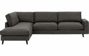 Afbeelding van een Goossens Bank Jonas grijs, micro leer, 3,5-zits, urban industrieel met ligelement links