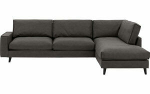 Afbeelding van een Goossens Bank Jonas grijs, micro leer, 3,5-zits, urban industrieel met ligelement rechts