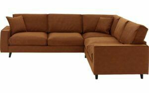 Afbeelding van een Goossens Bank Jonas cognac, micro leer, 3,5-zits, urban industrieel