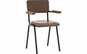 Afbeelding van een Goossens Eetkamerstoel Chaplin bruin leer met armleuning, urban industrieel