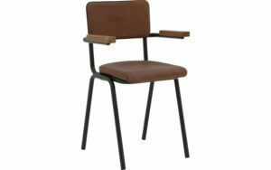 Afbeelding van een Goossens Eetkamerstoel Chaplin cognac leer met armleuning, urban industrieel