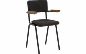 Afbeelding van een Goossens Eetkamerstoel Chaplin donkergrijs leer met armleuning, urban industrieel