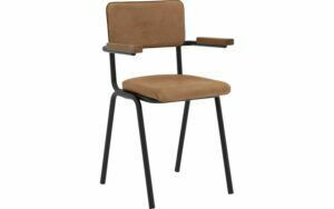 Afbeelding van een Goossens Eetkamerstoel Chaplin bruin leer met armleuning, urban industrieel