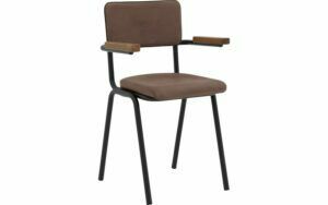Afbeelding van een Goossens Eetkamerstoel Chaplin bruin leer met armleuning, urban industrieel